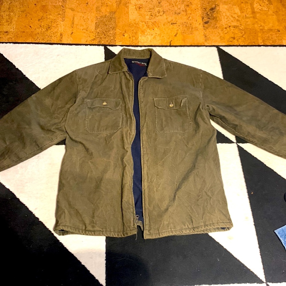 Green corduroy jacket L fleece interior